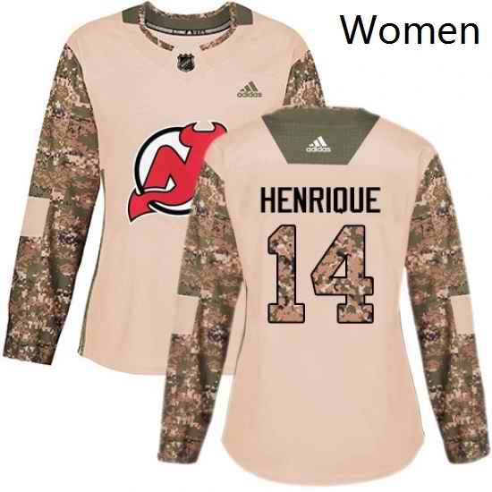 Womens Adidas New Jersey Devils 14 Adam Henrique Authentic Camo Veterans Day Practice NHL Jersey